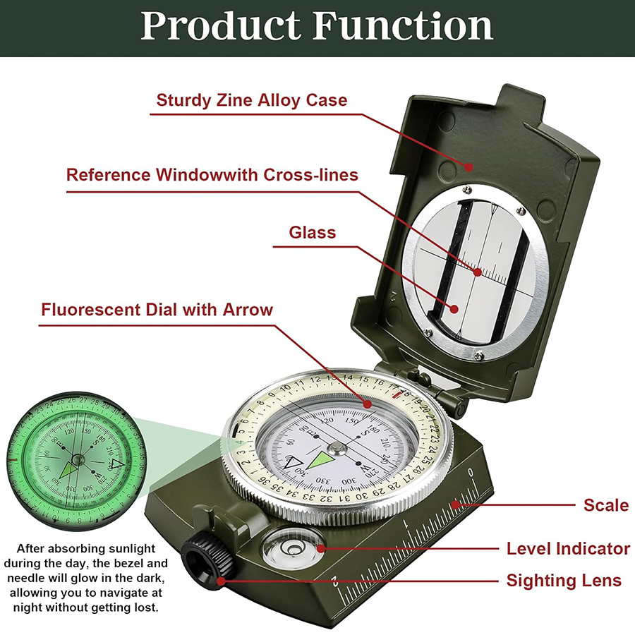Tactical Survival Compass - Wa - огляд і ціна Compass Lensatic
