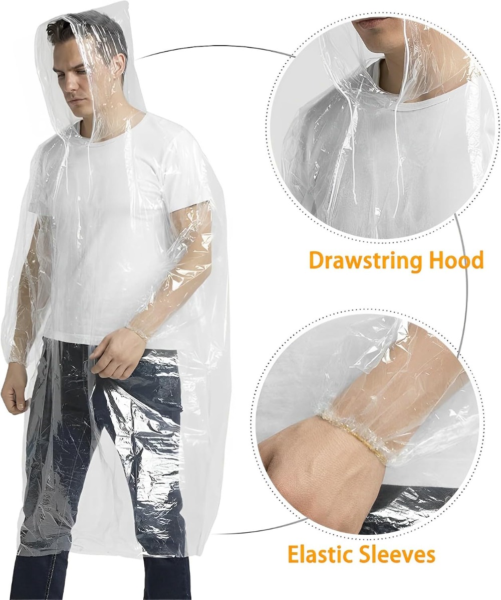 Clear Rain Ponchos for Adults  - огляд і ціна Emergency Poncho Rain