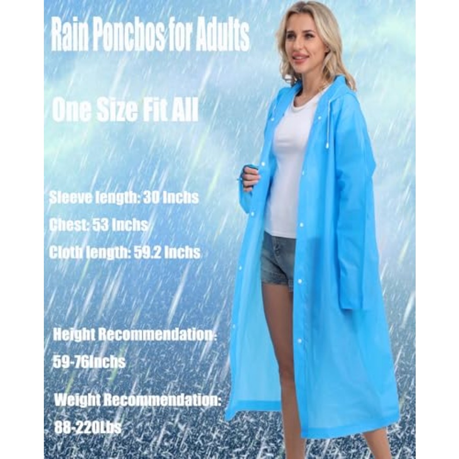 2-Pack Reusable Rain Ponchos f - огляд і ціна Emergency Poncho Rain
