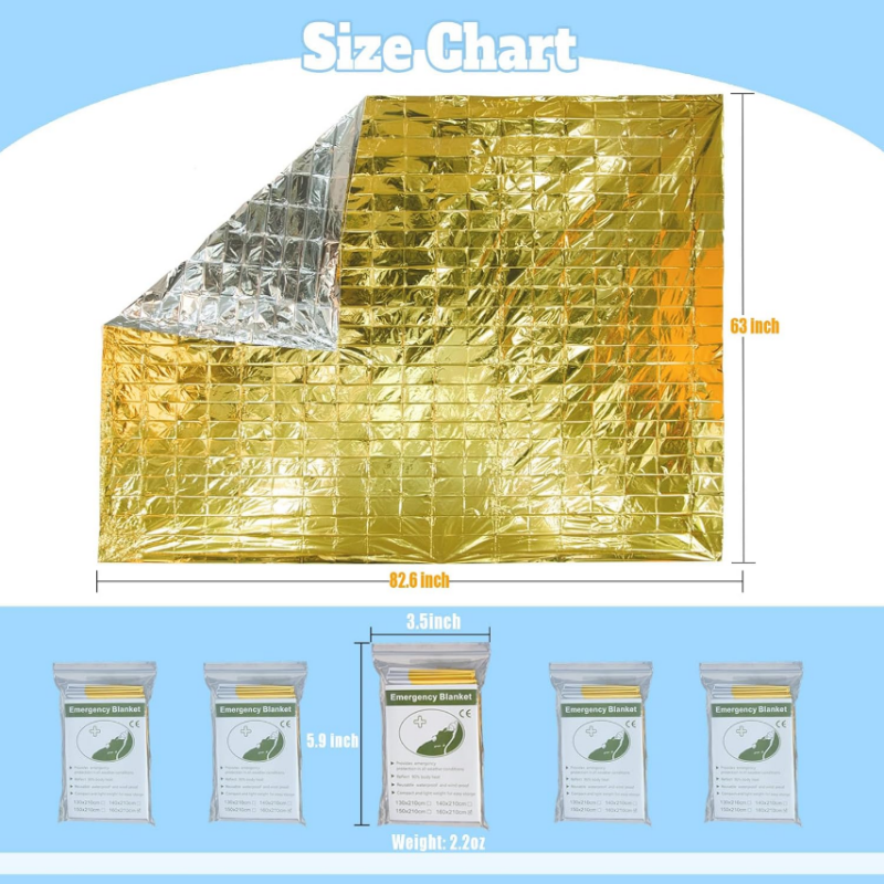 5PCS Dual Color Silver Gold My - огляд і ціна Survival Blanket Reflective