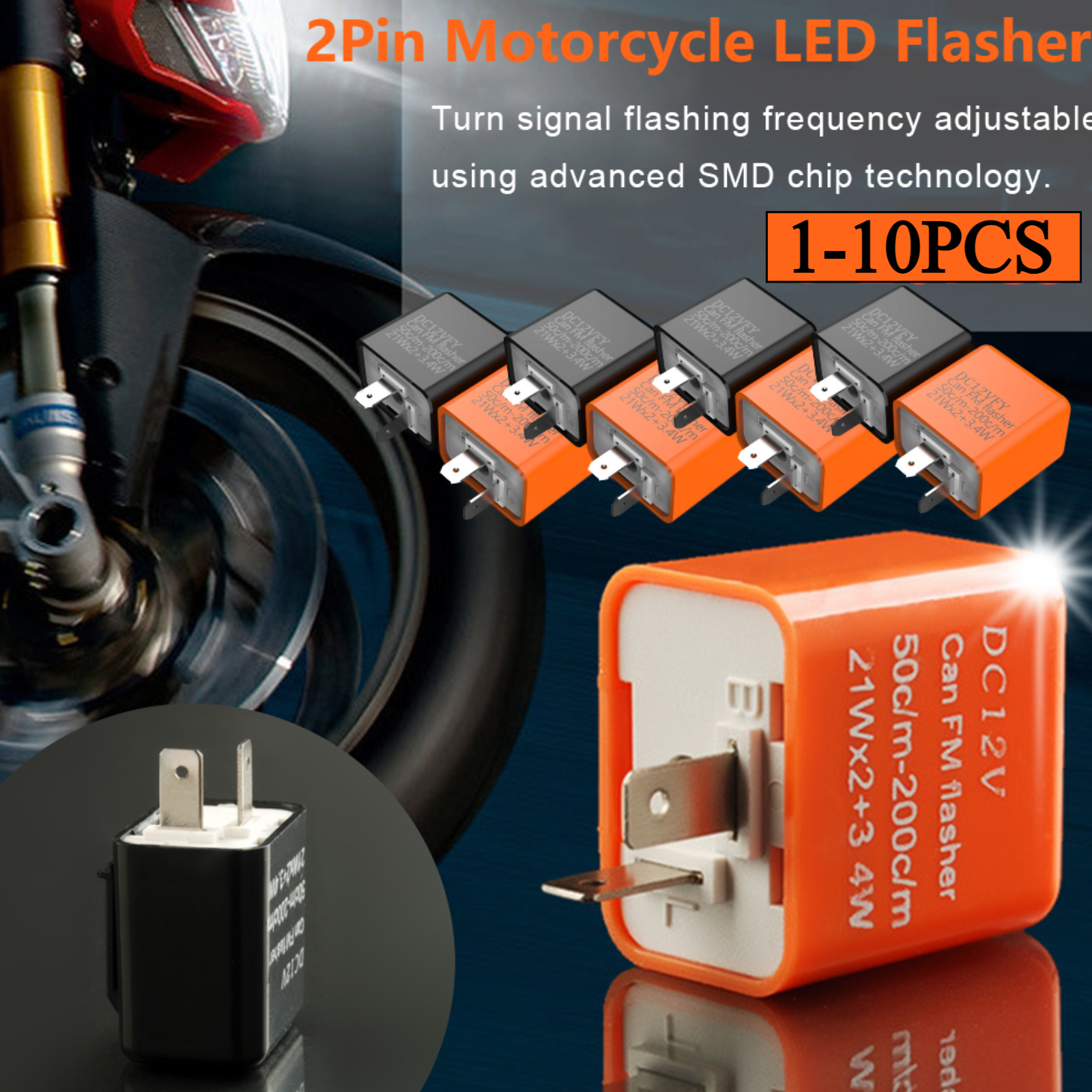 2Pin Motorcycle LED Flasher Re - огляд і ціна Signal Panel Orange