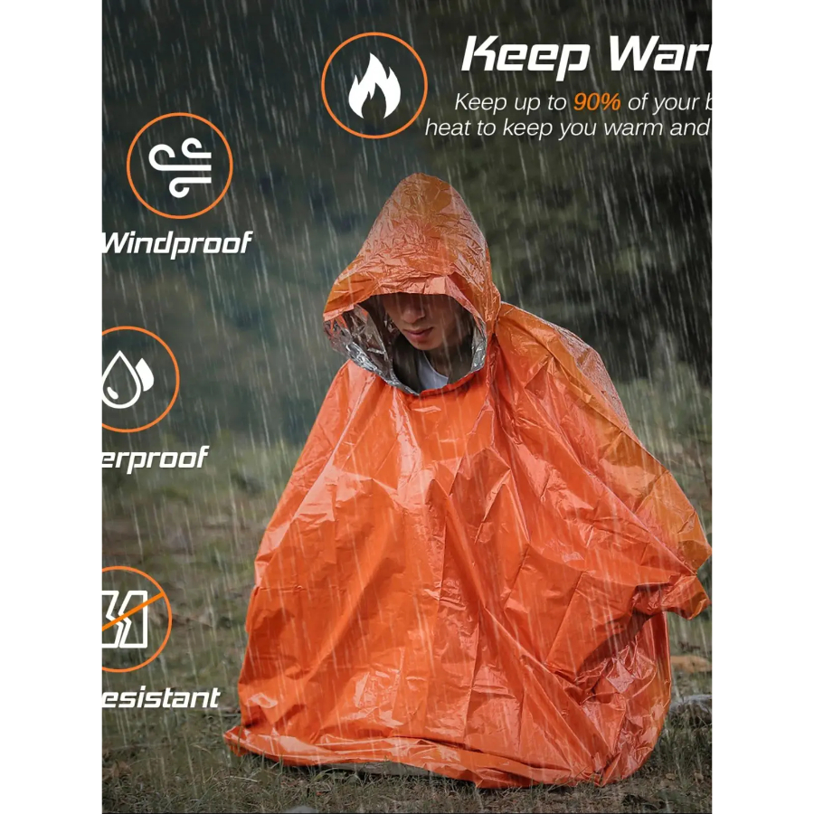 Emergency Rain Poncho Thermal  - огляд і ціна Emergency Poncho Rain