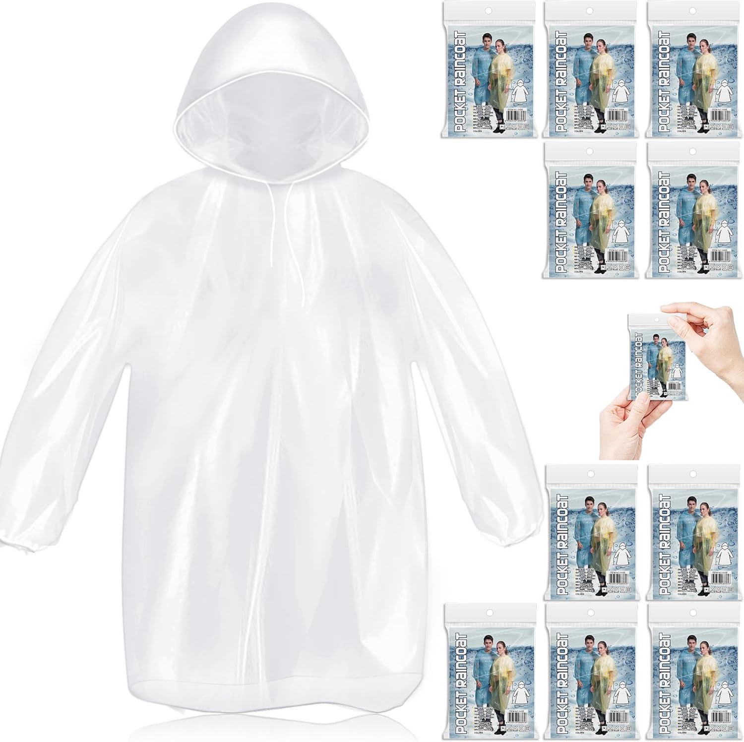 10 Pack Disposable Rain Poncho - огляд і ціна Emergency Poncho Rain
