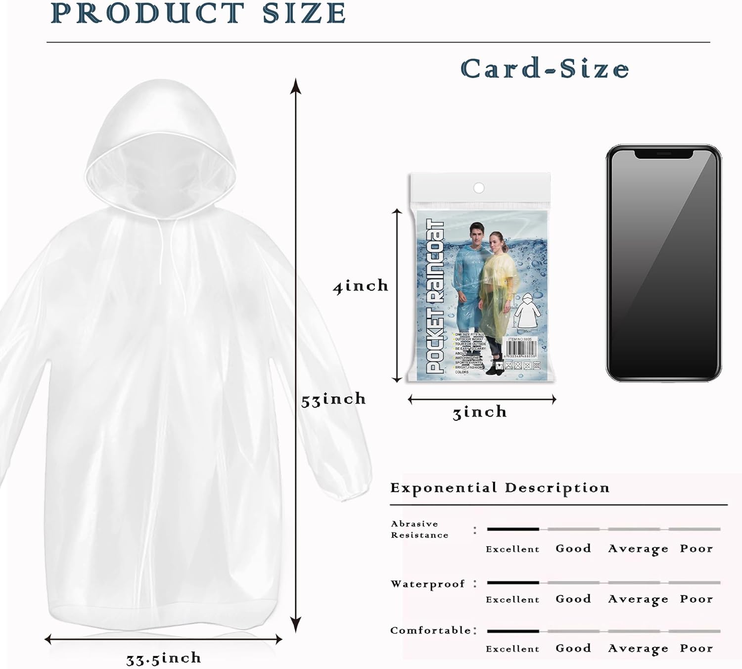 10 Pack Disposable Rain Poncho - огляд і ціна Emergency Poncho Rain