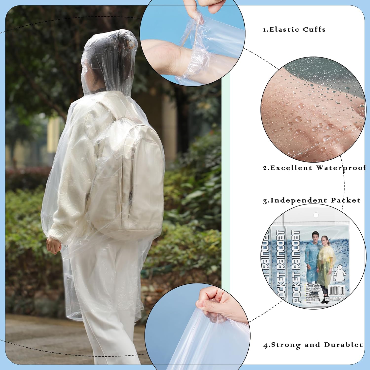 10 Pack Disposable Rain Poncho - огляд і ціна Emergency Poncho Rain