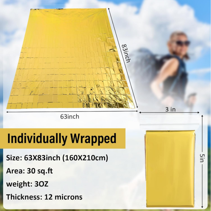 20PCS Unpacked Bulk Giant 83x6 - огляд і ціна Survival Blanket Reflective