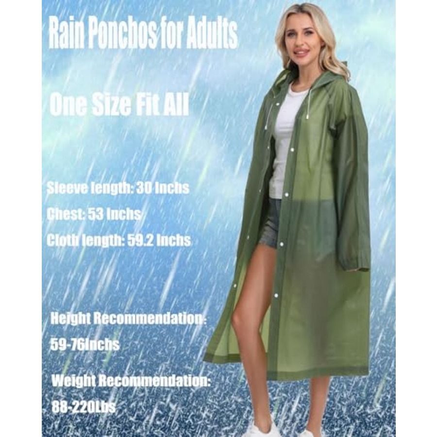 2-Pack Reusable Rain Ponchos f - огляд і ціна Emergency Poncho Rain